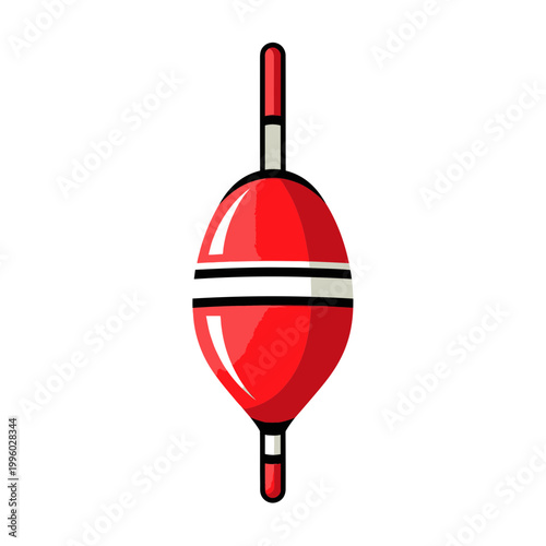 Red Fishing Bobber with White Stripes Isolated on White Background