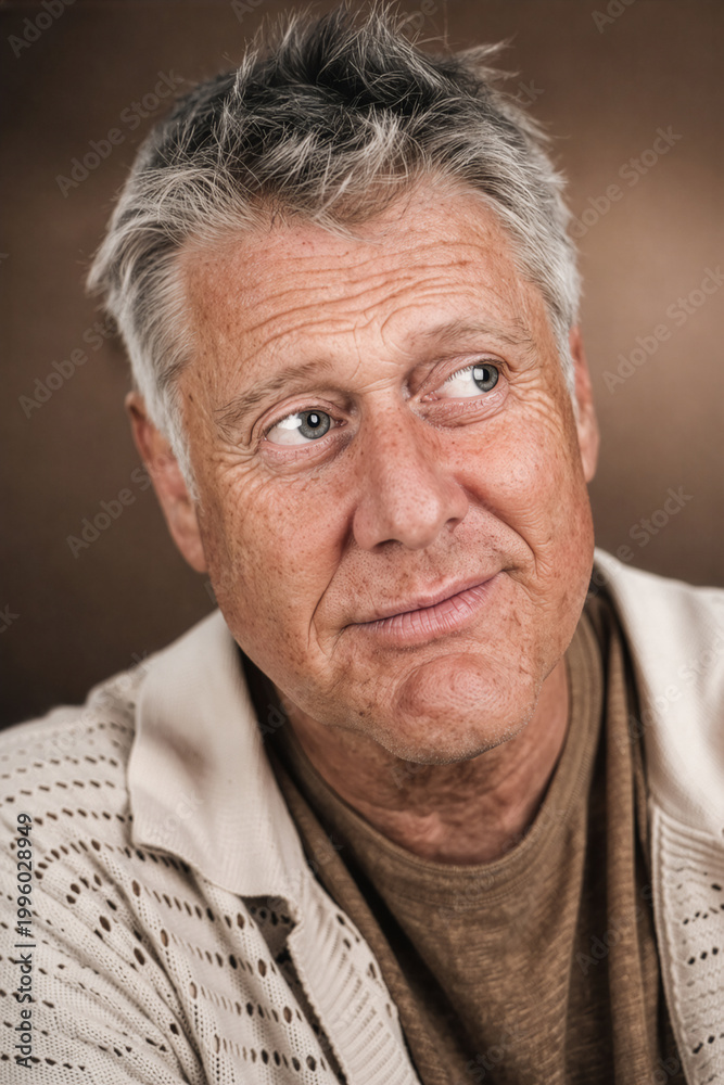 Obraz premium Portrait eines älteren nachdenklichen Mannes