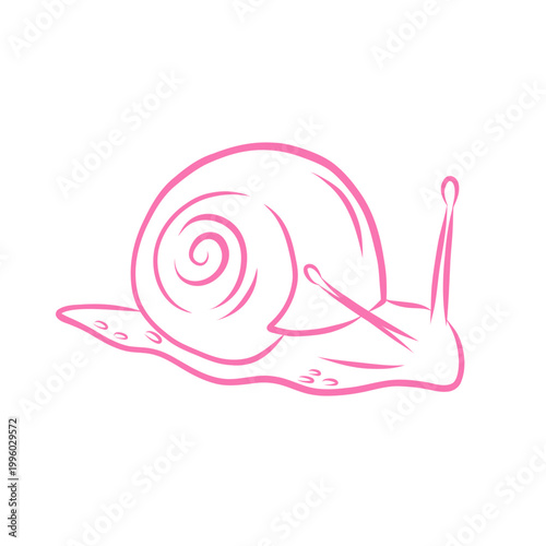 Contour snail pink color. For kids design, prints, stickers and decorative.
