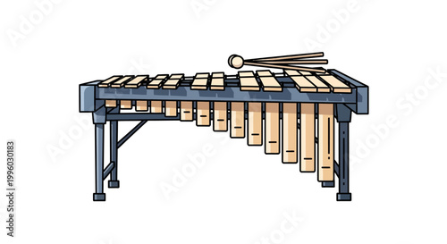Professional marimba musical instrument vector illustration on white background.