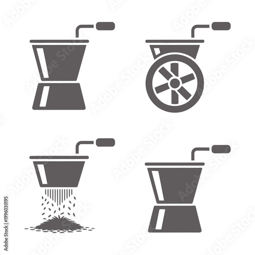 Manual Coffee Grinder and Mill Equipment Icons