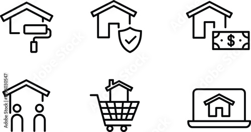 Home improvement icons set, house renovation repair property symbols vector illustration collection design