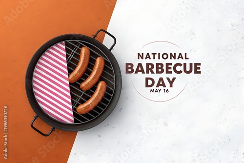 A barbecue grill with sausages on National Barbecue Day