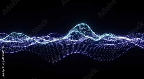 Abstract digital wave form made with blue glowing data
