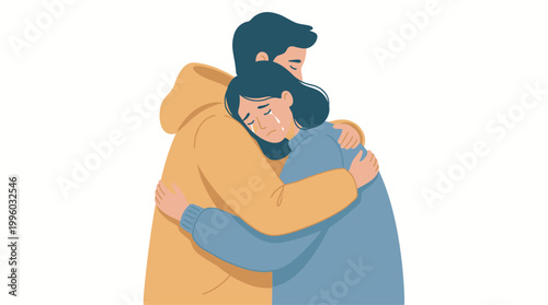 Couple sharing a warm embrace or hug showing comfort and love
