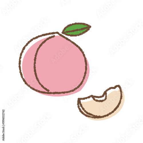 手描きのシンプルな桃