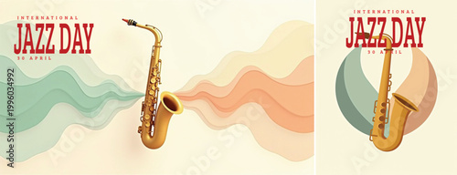 Elegant international jazz background, international jazz day background for social media, website template