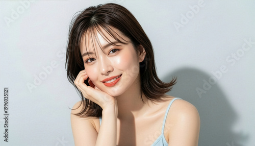 艶やかな肌と透明感のある若い女性のビューティーポートレート (Soft Radiance Portrait Series)