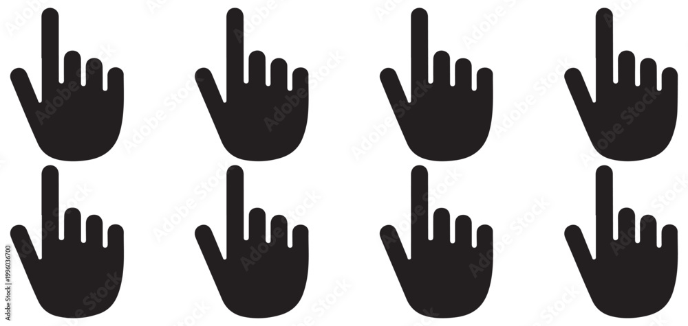 Fototapeta premium Black finger pointing and clicking mouse cursor icons vector illustration eps 10