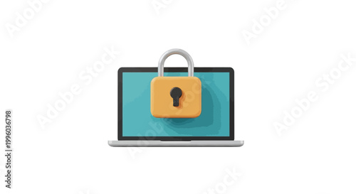 Digital data security concept Laptop with a secure padlock for online protection