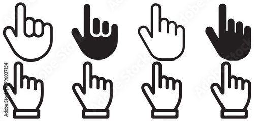 Bold black hand cursor pointers for website navigation vector illustration eps 10