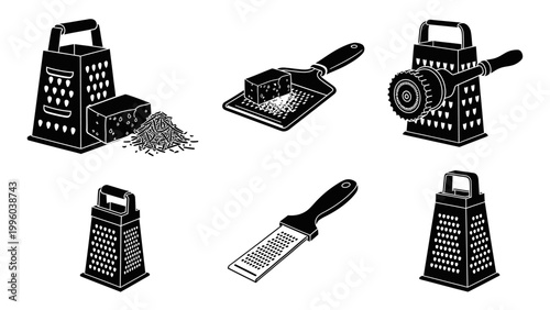 Collection of Kitchen Graters and Cheese Blocks - Food Preparation Tools