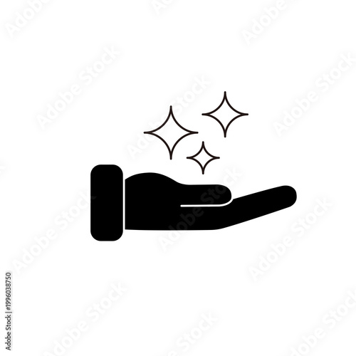Hand Holding Sparkling Stars Icon Set – 4 Style Variations