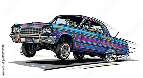 low rider car vector image on plain white background