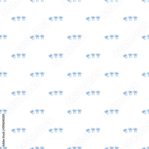 Seamless pattern featuring teeth models with orthodontic braces for dental care