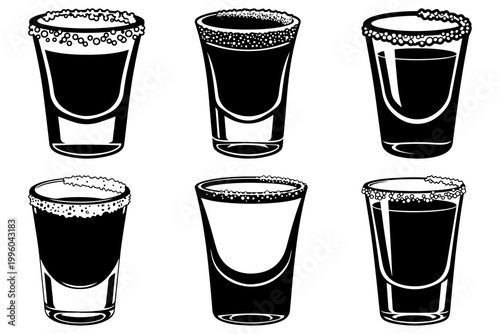 Shot Glass silhouette vector Bundle