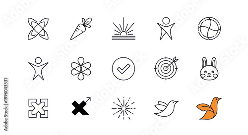 Minimalist Icon Set: Business, Nature, and Lifestyle Symbols