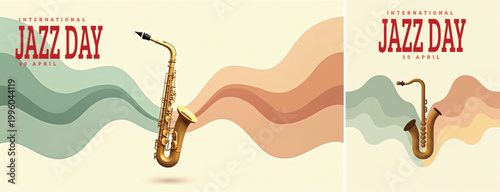 Elegant international jazz background, international jazz day background for social media, website template