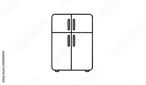 Minimal refrigerator line art vector double door fridge icon kitchen appliance isolated on white background