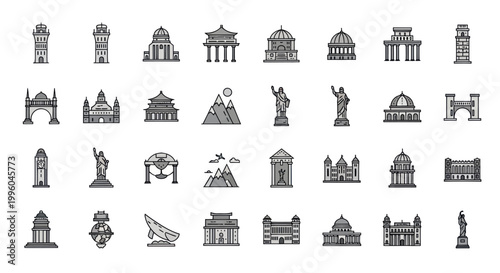 Pixel Art Architecture Collection: Famous Landmarks and Buildings