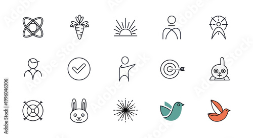 Vector Icons: Success, Goals, Growth, and Nature Elements
