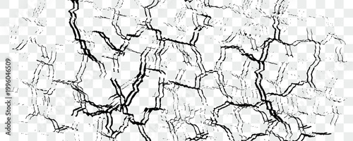 Ground cracks, breaks on land surface from earthquake isolated on transparent background. Vector realistic set of fissure in ground, crevices from disaster or drought, black fractures top view