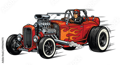 red hotrod cartoon vector image