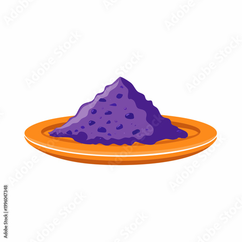 Pile of Purple Powder on Orange Plate