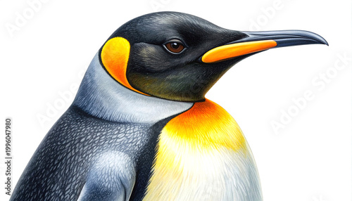 Detailed illustration of a penguin portrait