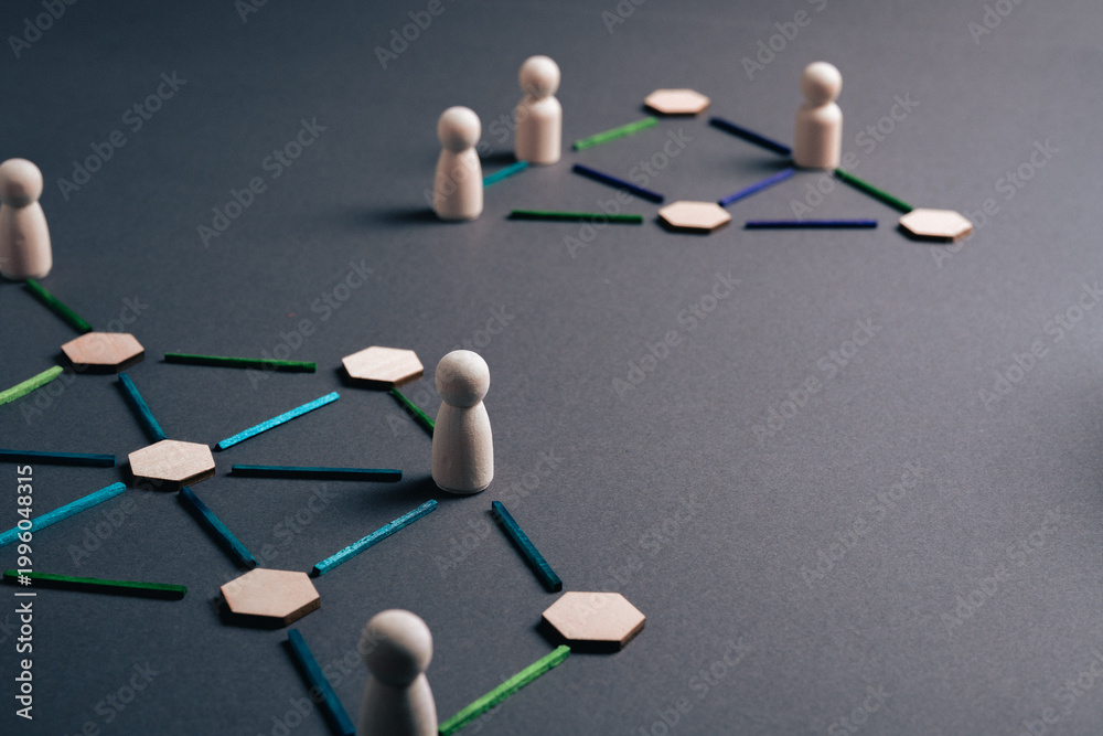 Obraz premium Disconnected teams isolated network clusters lack of organizational integration