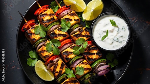 Grilled Vegetable Skewers with Yogurt Sauce and Fresh Herbs
