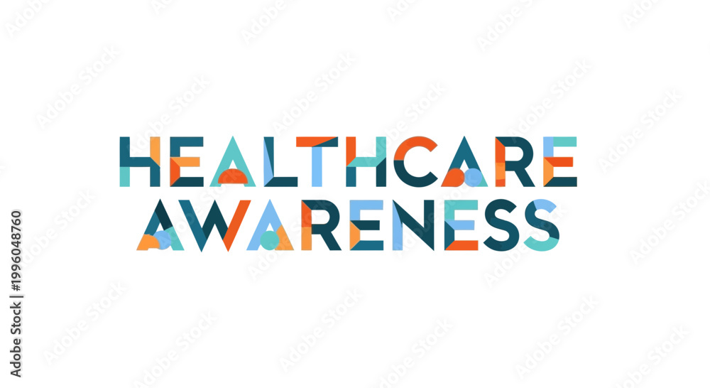 Fototapeta premium Healthcare Awareness Text - Colorful Geometric Shapes and Typography