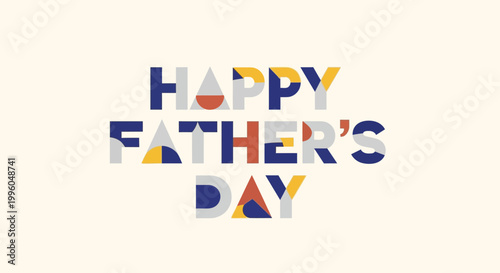 Happy Father's Day greeting card with abstract geometric shapes and colors
