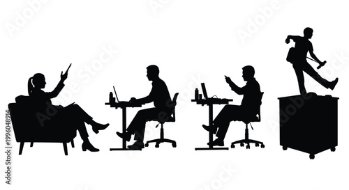 Office workers using computers and professional people in daily business activities.