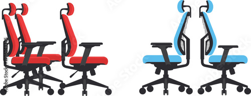 Ergonomic Office Chairs in Red and Blue: Comfortable Seating for Work and Productivity