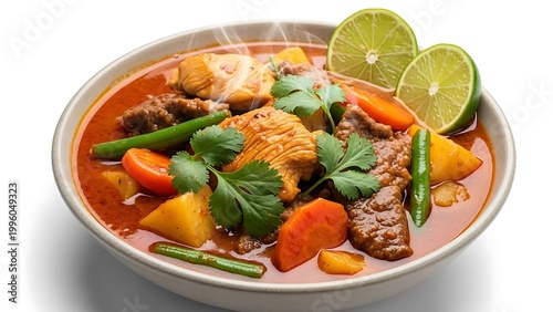 Delicious Thai Red Curry with Fresh Ingredients and Lime