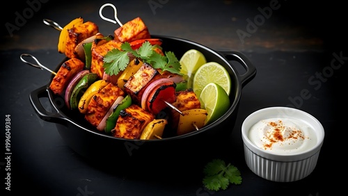 Delicious Indian-Style Chicken Tikka Skewers with Yogurt Sauce