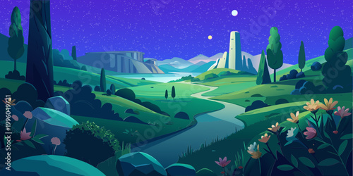 vector, graphics, observatory, night, stars, constellations, planets, magic, science, astrophysics, research, scientific discoveries, astrobiology, space, observations, celestial motion, sky, moon