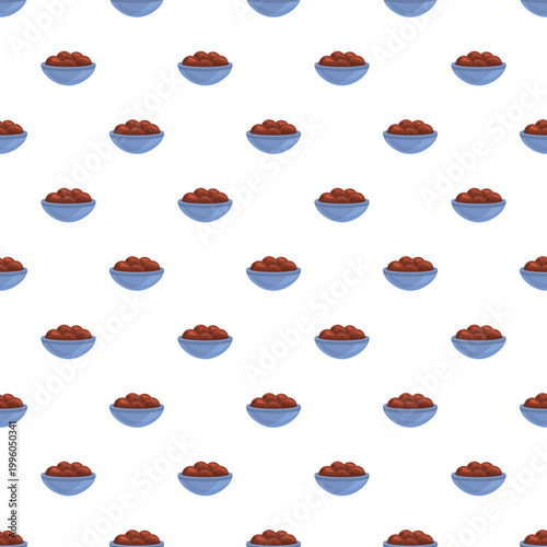 Seamless pattern featuring delicious gulab jamun in bowls on a white background