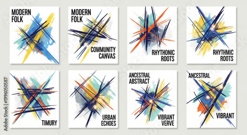 Modern Folk Poster Featuring Vibrant Abstract Lines and Bold Typography