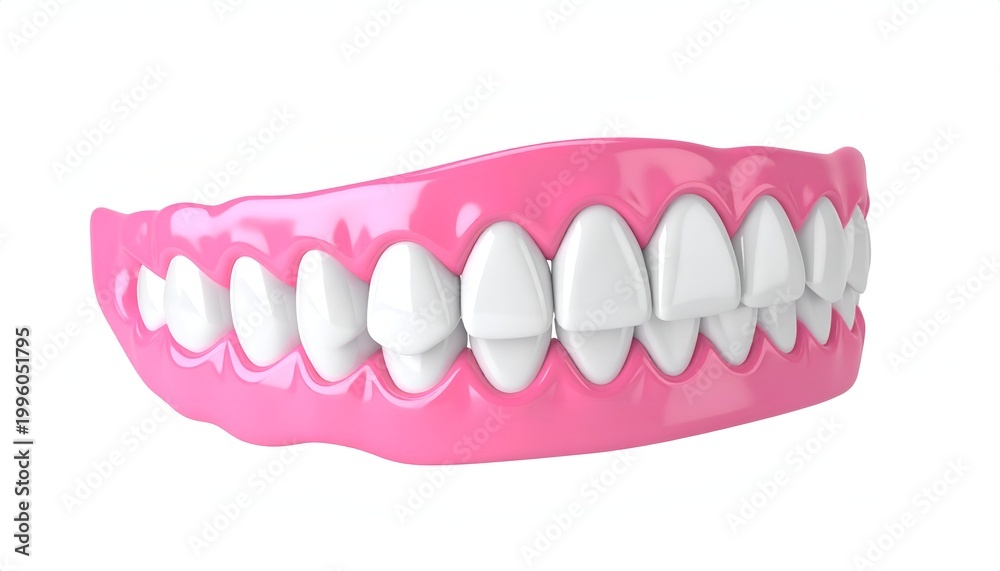 Obraz premium Full Set of Dentures on White Background for Dental Health.