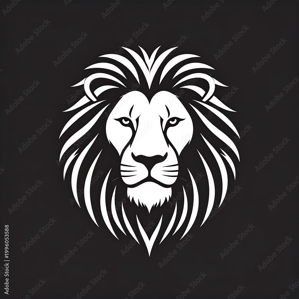 Obraz premium Stylized Lion Face Illustration Design.