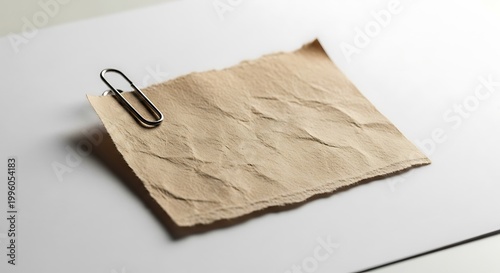 Crumpled paper note with paperclip