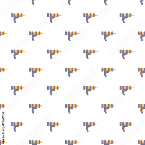 Caulking guns creating a repeating pattern on a clean white background