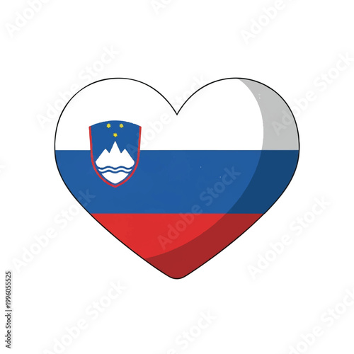 Heart Shape Featuring Slovenian Flag with Coat of Arms Logo.
