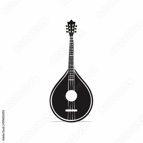 Black Silhouette of a Bouzouki Instrument
