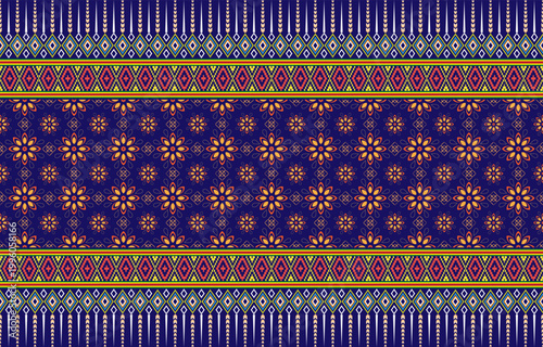 Geometric ethnic oriental seamless pattern traditional Design for background,carpet,wallpaper,clothing,wrapping,Batik,fabric,Vector,illustration,embroidery style.