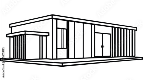 Ship ping container house line art vector