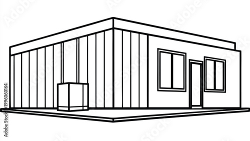 Ship ping container house line art vector