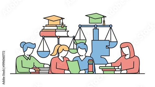 Law and Education: A symbolic illustration depicting legal studies and academic pursuits, showcasing a blend of knowledge and the pursuit of justice.